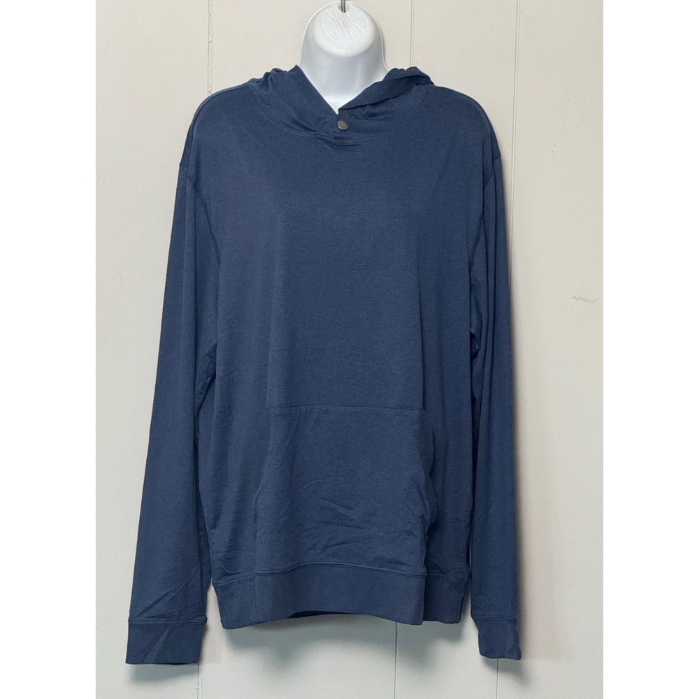 NWT Maelreg Performance Hoodie Blue Heathered UPF 30+ Wicking Pullover Sz Large